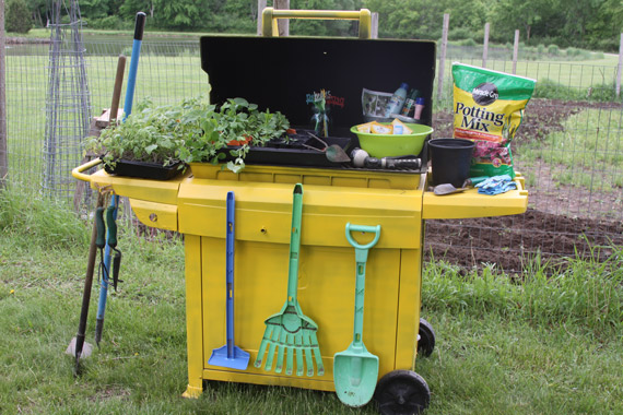 Repurpose An Old Grill Into A Garden Storage Cart